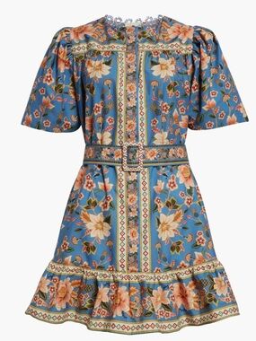Farm Rio NWT Super Bloom Tapestry Cotton Minidress Size US Small Womens *NO BELT